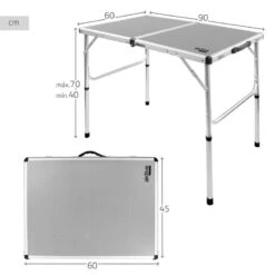 AKTIVE - Table De Camping Pliante, Réglable En 2 Hauteurs, 90x60x40/70 Cm, Gris -Regatta Promos Boutique aktive table de camping pliante reglable en 2 hauteurs 90x60x4070 cm gris 3