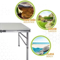 AKTIVE - Table Pliante Avec 2 Tabourets Et Poignée De Transpor, Gris -Regatta Promos Boutique aktive table pliante avec 2 tabourets et poignee de transpor gris 3