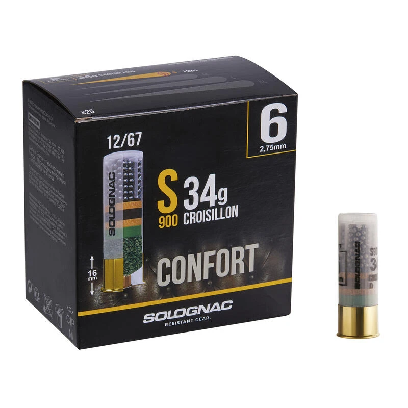 CARTOUCHE S900 34g CONFORT CALIBRE 12/67 PLOMB N°6 X25 1 CARTOUCHE S900 34g CONFORT CALIBRE 12/67 PLOMB N°6 X25