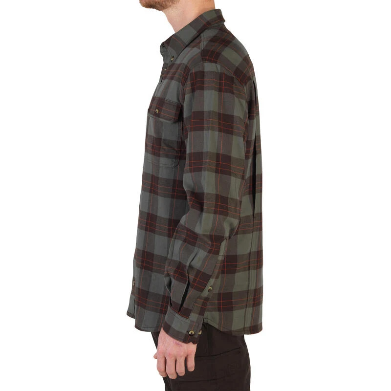 Chemise Manches Longues Chasse Coton Chaude Homme - 500 Carreaux Vert 4 Chemise Manches Longues Chasse Coton Chaude Homme - 500 Carreaux Vert – Image 4