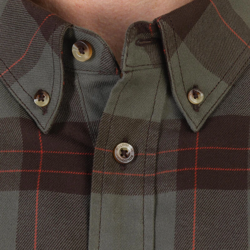 Chemise Manches Longues Chasse Coton Chaude Homme - 500 Carreaux Vert 6 Chemise Manches Longues Chasse Coton Chaude Homme - 500 Carreaux Vert – Image 6