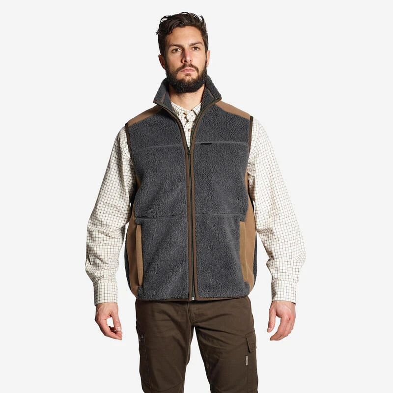 GILET POLAIRE SANS MANCHES MOUTONNE 500 GRIS 1 GILET POLAIRE SANS MANCHES MOUTONNE 500 GRIS