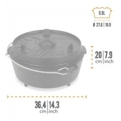 Petromax Dutch Oven FT6-6QT (avec Pieds) Et Lifter De Couvercle Professionnel -Regatta Promos Boutique petromax dutch oven ft6 6qt avec pieds et lifter de couvercle professionnel 2