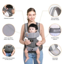 Porte-bébé Ergonomique Deryan - Porte-bébé Ventral 2-en-1 Anthracite -Regatta Promos Boutique porte bebe ergonomique deryan porte bebe ventral 2 en 1 anthracite 1