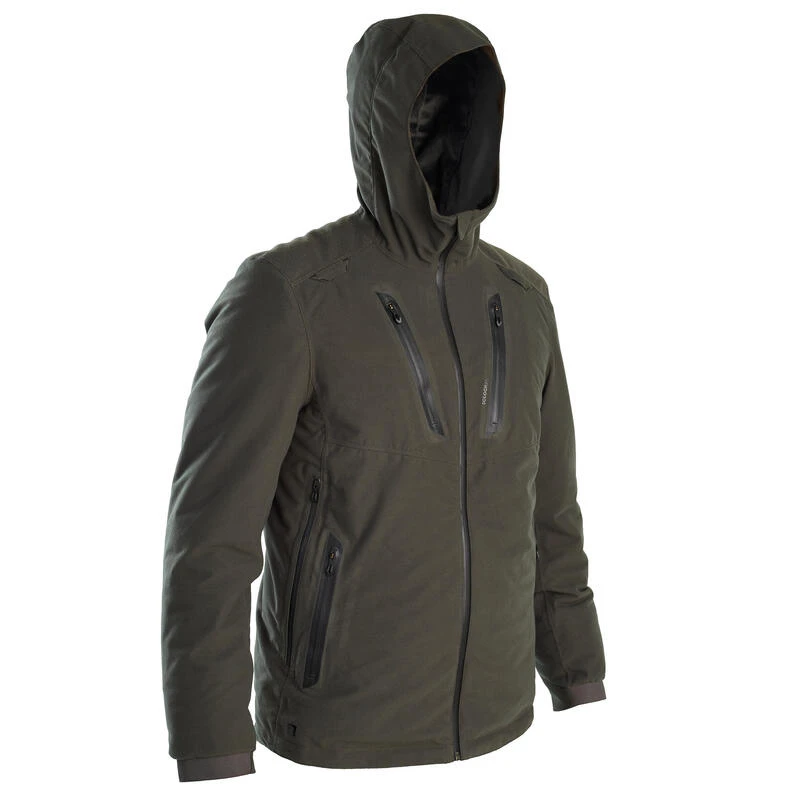 VESTE CHASSE CHAUDE IMPERMEABLE SILENCIEUSE VERTE 900 1 VESTE CHASSE CHAUDE IMPERMEABLE SILENCIEUSE VERTE 900