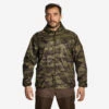 VESTE CHASSE IMPERMÉABLE LEGERE CAMO VERTE 100